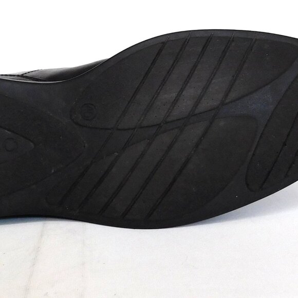 Ecco Black Leather Slip On Loafers adjustable Straps Size 12 Square toe Men's - Picture 14 of 16